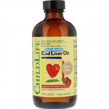 Жир из печени трески ChildLife Cod Liver Oil, 8 fl oz 237 ml Natural Strawberry Flavor CDL10500