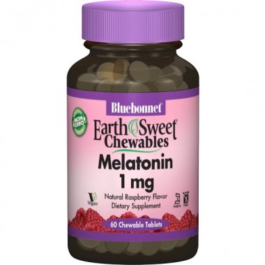 Мелатонин для сна Bluebonnet Nutrition Earth Sweet Chewables Melatonin 1 mg 60 Chewable Tabs Natural Raspberry Flavor BLB0990