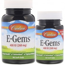 Витамин E Carlson Labs E-Gems Elite 268 mg (400 IU), 2 Bottles, 90+44 Softgels CAR-00349