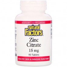 Микроэлемент Цинк Natural Factors Zinc Citrate 15 mg 90 Tabs NFS-01678