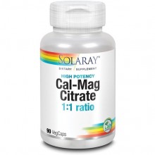 Микроэлемент Кальций Solaray Cal-Mag Citrate, 1:1 Ratio, High Potency 90 Veg Caps SOR04524
