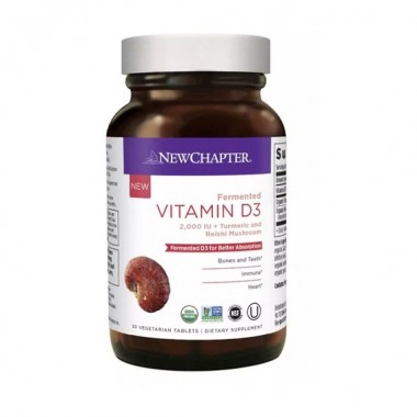 Витамин D New Chapter Fermented Vitamin D3, 2000 IU + Turmenic And Reishi 30 Veg Tabs NC0355