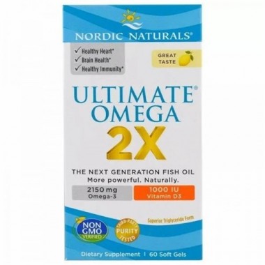 Омега 3 Nordic Naturals Ultimate Omega 2X 2150 mg 60 Soft Gels Great Lemon taste