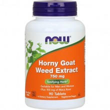 Тонизирующее средство NOW Foods Horny Goat Weed 750 mg 90 Tabs