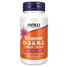 Комплекс Витамин D3+K2 NOW Foods Vitamin D-3 & K-2 120 Veg Caps