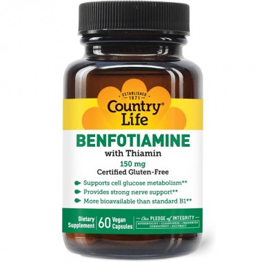 Тиамин Country Life Benfotiamine with Thiamin 150 mg 60 Veg Caps Тиамин Country Life Benfotiamine with Thiamin 150 mg 60 Veg Caps