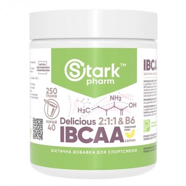 Аминокислота BCAA для спорта Stark Pharm Stark IBCAA 2:1:1 Delicious & B6 Powder 250 g /40 servings/ Лимон
