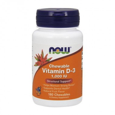 Витамин D NOW Foods Vitamin D-3 1000 IU Chewables 180 Chewables Natural Fruit Flavor