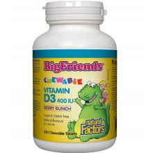 Витамин D Natural Factors Big Friends, Chewable Vitamin D3 400 IU 250 Chewable Tabs Berry Bunch