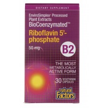 Рибофлавин Natural Factors BioCoenzymated B2, Riboflavin 5'-Phosphate 50 mg 30 Veg Caps