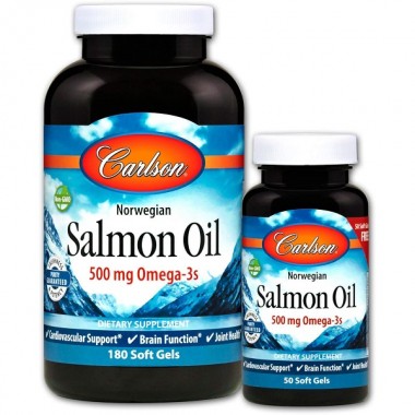 Жир лосося Carlson Labs Salmon Oil 1000 mg 180 + 50 Soft Gels