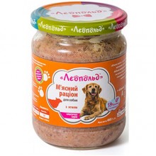 Леопольд Мясной рацион с ягненком для собак, стеклянная банка 460 г (6шт/уп)