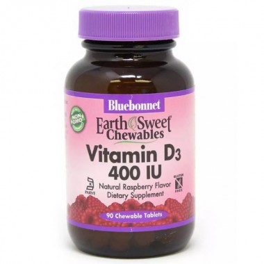 Витамин D Bluebonnet Nutrition Earth Sweet Chewables Vitamin D3 400 IU 90 Chewable Tabs Raspberry