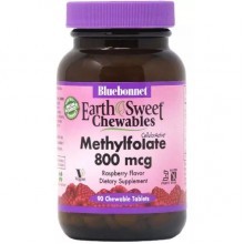 Фолиевая кислота Bluebonnet Nutrition Earth Sweet Chewables Methylfolate 800 mcg 90 Chewable Tabs Raspberry