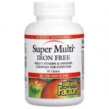 Витаминно-минеральный комплекс Natural Factors Super Multi Iron Free 90 Tabs Витаминно-минеральный комплекс Natural Factors Super Multi Iron Free 90 Tabs
