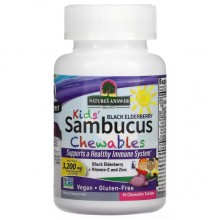 Бузина Nature's Answer Kid's Sambucus Chewables, Black Elderberry Vitamin C and Zinc 45 Chewable Tabs Бузина Nature's Answer Kid's Sambucus Chewables, Black Elderberry Vitamin C and Zinc 45 Chewable Tabs