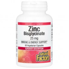 Микроэлемент Цинк Natural Factors Zinc Bisglycinate 25 mg 60 Veg Caps