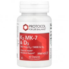 Витамин K Protocol for Life Balance K2 Mk-7 & D3 60 Veg Caps