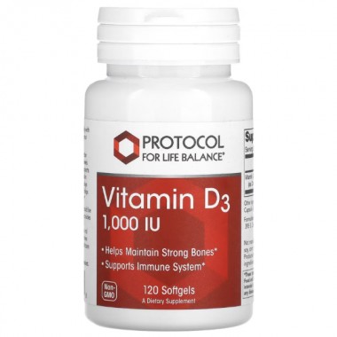 Витамин D Protocol for Life Balance Vitamin D-3 1000 IU 120 Softgels