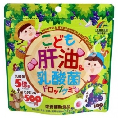 Комплекс для профилактики пищеварения у детей Unimat Riken Kodomo Kanyu + LactoBacillus 100 Gummies Grape