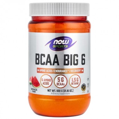 Аминокислота BCAA NOW Foods BCAA Big 6 Powder 600 g /33 servings/ Watermelon