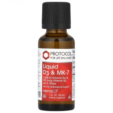 Комплекс Витамин D3+K2 Protocol for Life Balance Liquid D3 & MK-7 30 ml /163 servings/