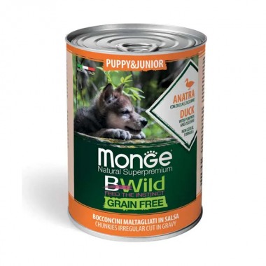  Monge Dog Wet Bwild Grain Free Puppy & Junior утка, тыква, цуккини 0,4 Кг