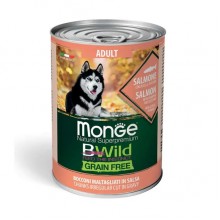 Влажный корм для собак Monge Dog Wet Bwild Grain Free Adult лосось, тыква, цукини 0,4 Кг