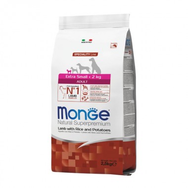 Monge Dog Extrasmall Adult ягненок, рис и картофель 2,5 Кг  Monge Dog Extrasmall Adult ягненок, рис и картофель 2,5 Кг