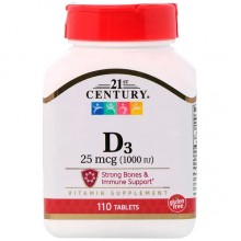 Витамин D 21st Century Vitamin D3 1000 IU 25 mcg 110 Tabs Витамин D 21st Century Vitamin D3 1000 IU 25 mcg 110 Tabs