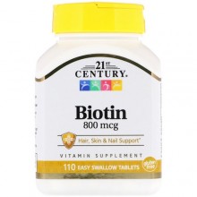 Биотин 21st Century Biotin, High Potency 800 mcg 110 Tabs