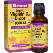 Витамин D Bluebonnet Nutrition Liquid Vitamin D3 1000IU 30 ml Natural Citrus Flavor