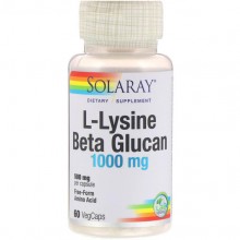 Лизин Solaray L-Lysine & Beta Glucan 1000 mg 60 Veg Caps Лизин Solaray L-Lysine & Beta Glucan 1000 mg 60 Veg Caps