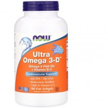 Омега 3 NOW Foods Ultra Omega 3-D 180 Fish Softgels