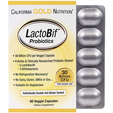 Пробиотик California Gold Nutrition LactoBif Probiotics, 30 Billion CFU 60 Veg Caps CGN00965 Пробиотик California Gold Nutrition LactoBif Probiotics, 30 Billion CFU 60 Veg Caps CGN00965