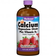 Микроэлемент Кальций Bluebonnet Nutrition Calcium Magnesium Citrate + Vitamin D3, 16 oz 472 ml Natural Strawberry Flavor BLB0692