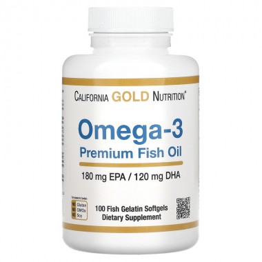 Омега 3 California Gold Nutrition Omega-3, Premium Fish Oil 100 Fish Softgels
