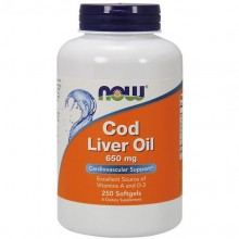 Жир из печени трески NOW Foods Cod Liver Oil 650 mg 250 Softgels