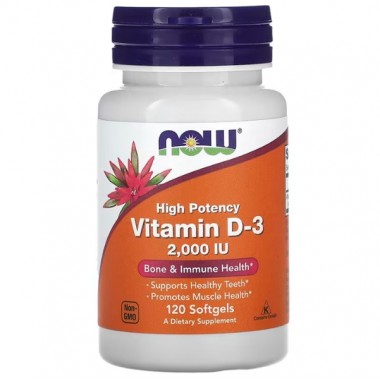Витамин D NOW Foods Vitamin D-3 2000 IU 120 Softgels