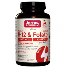 Витамин Б12 Jarrow Formulas Methyl B-12 & Methyl Folate 5000 mcg/800 mcg 60 Chewable Tabs Cherry Flavor