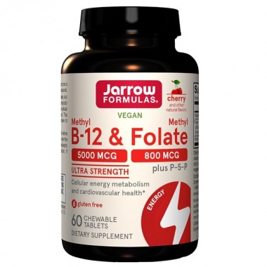 Витамин Б12 Jarrow Formulas Methyl B-12 & Methyl Folate 5000 mcg/800 mcg 60 Chewable Tabs Cherry Flavor