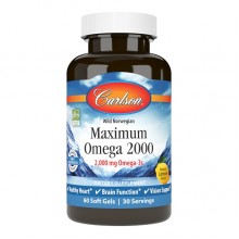 Омега 3 Carlson Labs Maximum Omega 2000 mg 60 Soft Gels Natural Lemon Flavor