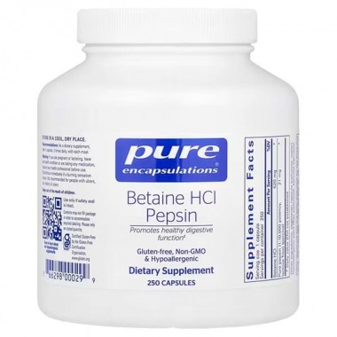 Бетаина гидрохлорид Pure Encapsulations Betaine HCL/Pepsin 250 Caps PE-00029