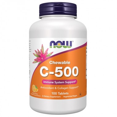 Витамин C NOW Foods Chewable C-500 100 Tabs Natural Orange Juice Flavor NF0630