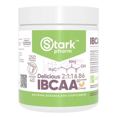 Аминокислота BCAA для спорта Stark Pharm Stark IBCAA 2:1:1 Delicious & B6 Powder 250 g /40 servings/ Апельсин