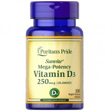 Витамин D Puritan's Pride Vitamin D3 10000 IU 100 Softgels PTP-35872