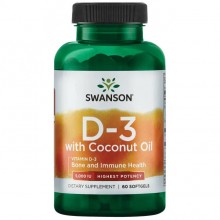 Витамин D Swanson Vitamin D3 5000 IU with Coconut Oil 60 Caps Витамин D Swanson Vitamin D3 5000 IU with Coconut Oil 60 Caps
