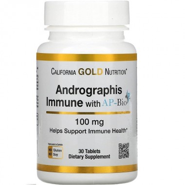 Натуральная добавка для иммунитета California Gold Nutrition Andrographis Immune with AP-BIO 100 mg 30 Tabs