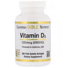 Витамин D California Gold Nutrition Vitamin D3 5000 IU 360 Fish Softgels Витамин D California Gold Nutrition Vitamin D3 5000 IU 360 Fish Softgels