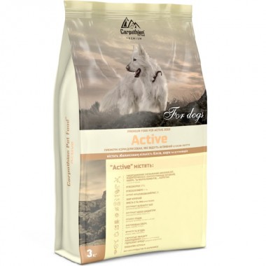Carpathian Active Для активных собак. С курицей 37% и скумбрией 11%. 3 кг.  Carpathian Active Для активных собак. С курицей 37% и скумбрией 11%. 3 кг.